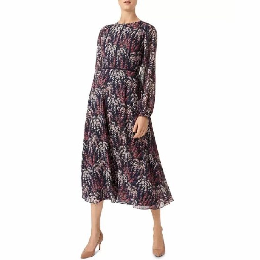 Dress * | Cheap Hobbs London Eden Tea Dress Midnight Rose