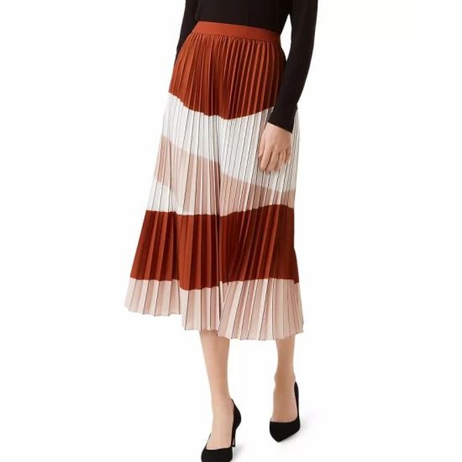 Skirt * | New Hobbs London Bess Pleated Midi Skirt Ivory Rust