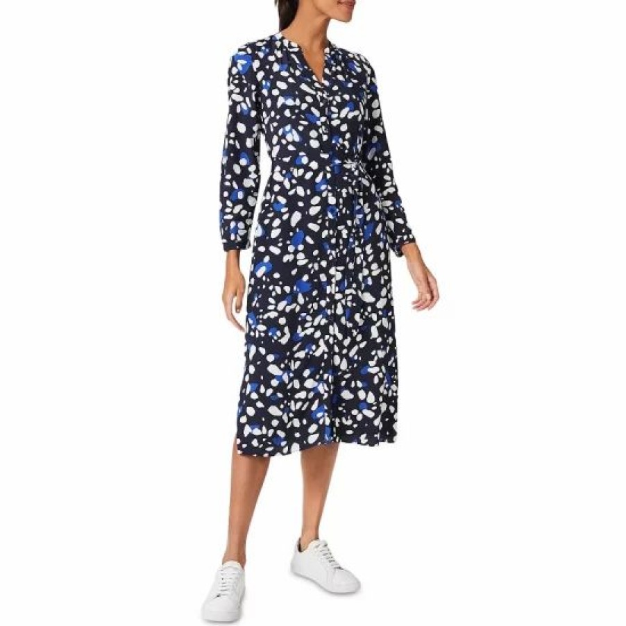 Dress * | Deals Hobbs London Valeria Printed Shirt Dress Navy Multi