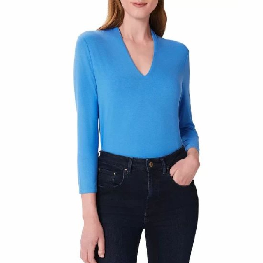 Top * | Coupon Hobbs London Aimee V Neck Top Azure Blue