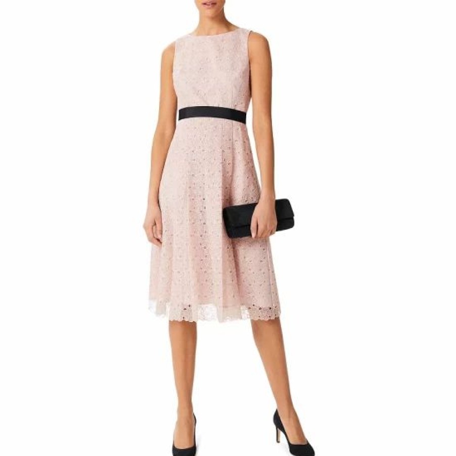 Dress * | Budget Hobbs London Iris Embroidered Dress Blush Pink