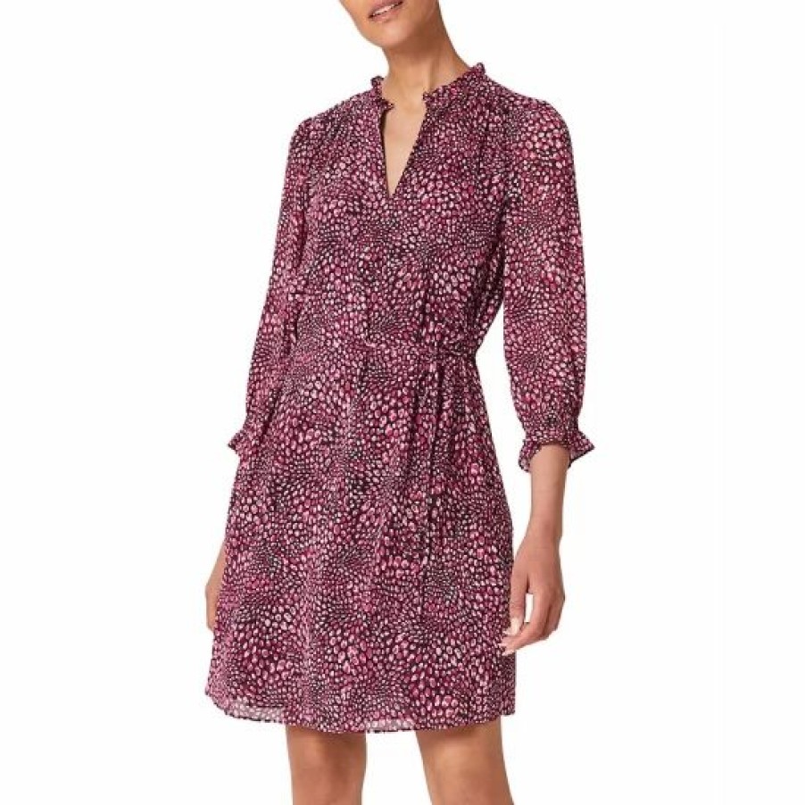 Dress * | Top 10 Hobbs London Stefania Dress Navy Raspberry