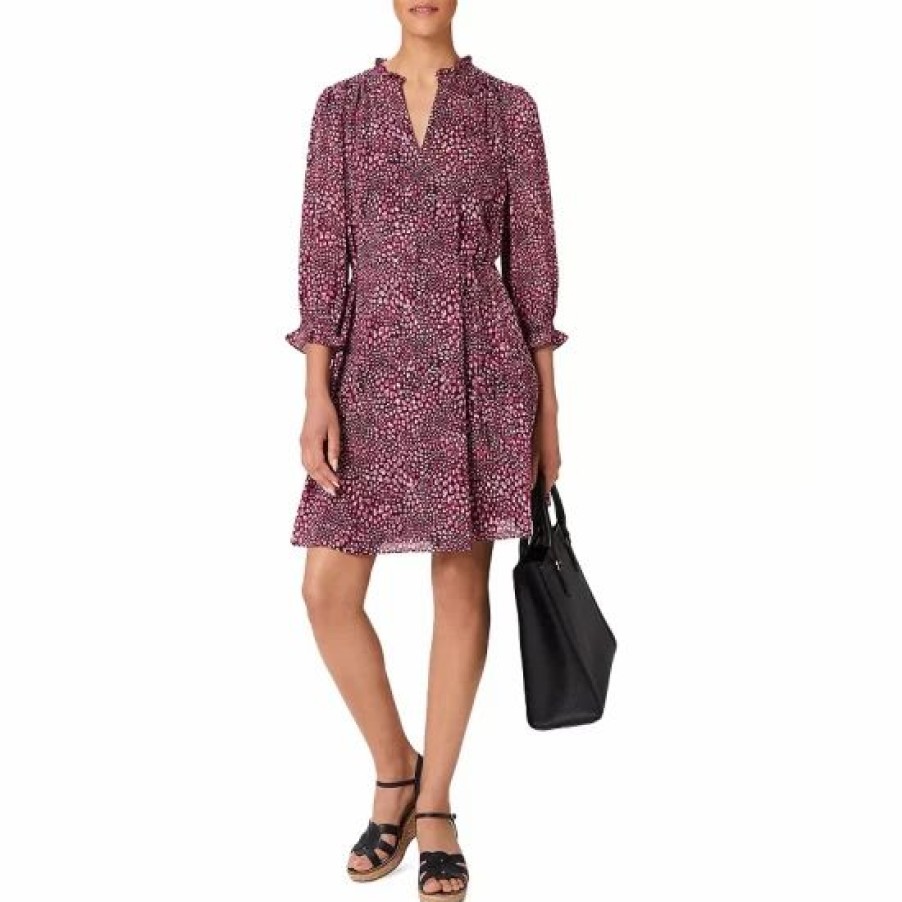 Dress * | Top 10 Hobbs London Stefania Dress Navy Raspberry