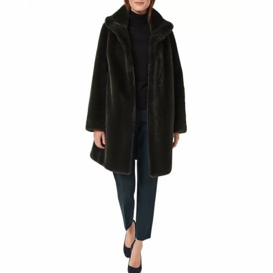 Coat * | Best Sale Hobbs London Maddox Faux Fur Coat Olive Green