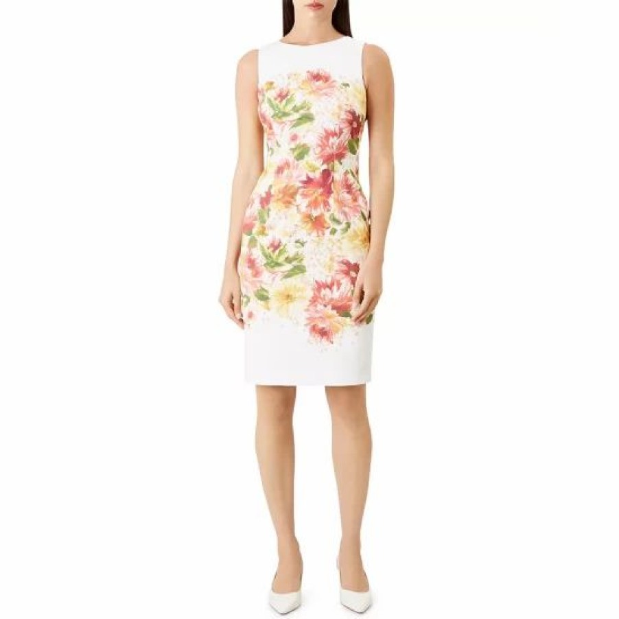 Dress * | Budget Hobbs London Fiona Floral Sheath Dress Ivory Multi