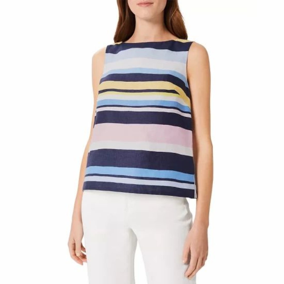 Top * | Best Sale Hobbs London Kinsley Linen Top Navy Multi