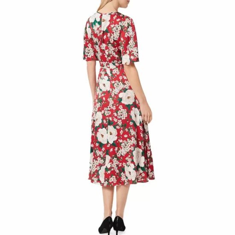 Dress * | Promo Hobbs London Bella Floral Midi Dress Red Multi