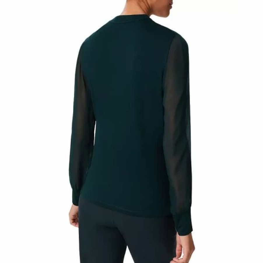 Top * | Budget Hobbs London Margo Split Neck Top Pine Green