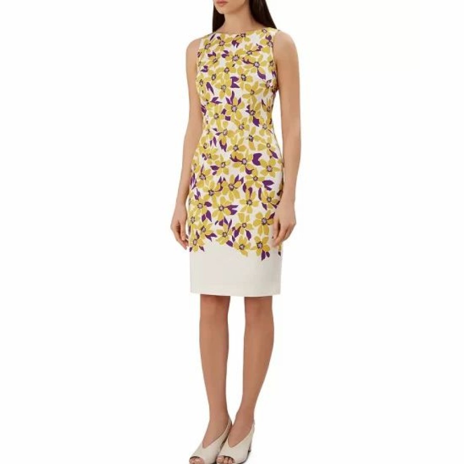 Dress * | Promo Hobbs London Fiona Floral Sheath Dress Ivory Multi