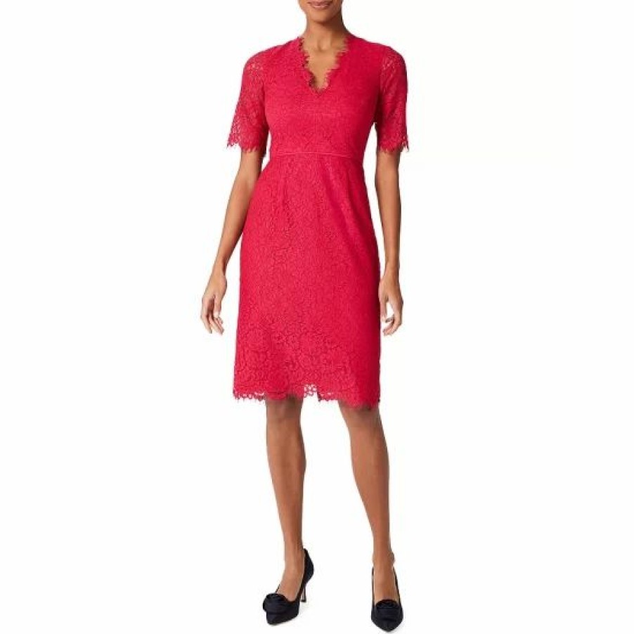 Dress * | Buy Hobbs London Anastasia Lace Dress Fuchsia Pink