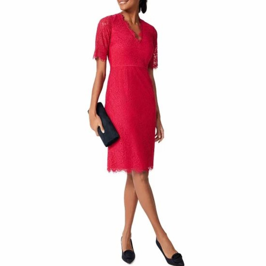 Dress * | Buy Hobbs London Anastasia Lace Dress Fuchsia Pink