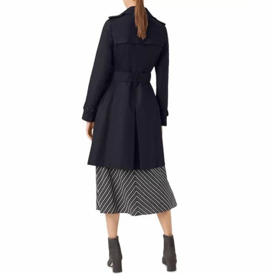 Coat * | Cheap Hobbs London Petite Saskia Trench Coat Navy