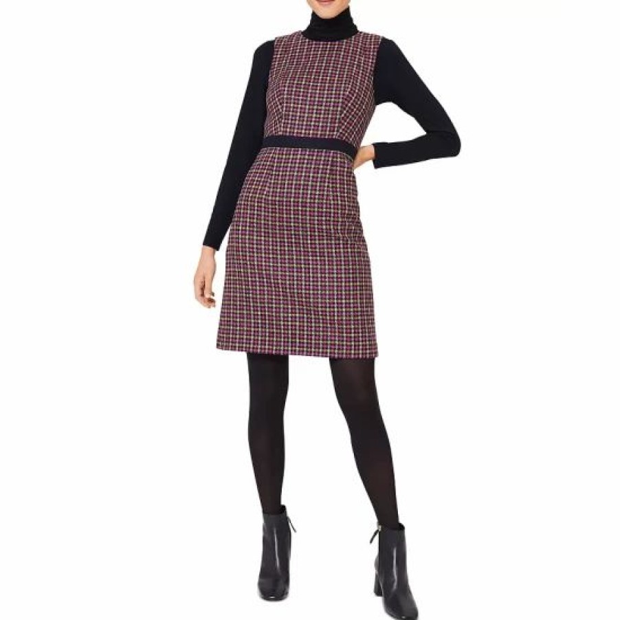 Dress * | Top 10 Hobbs London Penelope Checkered Sheath Dress Pink Lime