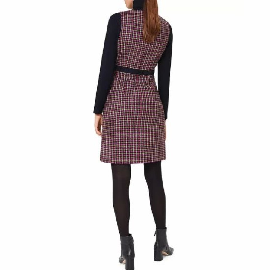 Dress * | Top 10 Hobbs London Penelope Checkered Sheath Dress Pink Lime