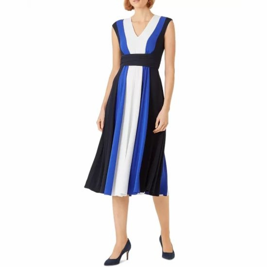 Dress * | Outlet Hobbs London Bailly Dress Navy/Cobalt