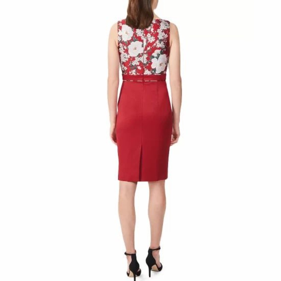 Dress * | Cheapest Hobbs London Dora Jacquard Shift Dress Red Multi