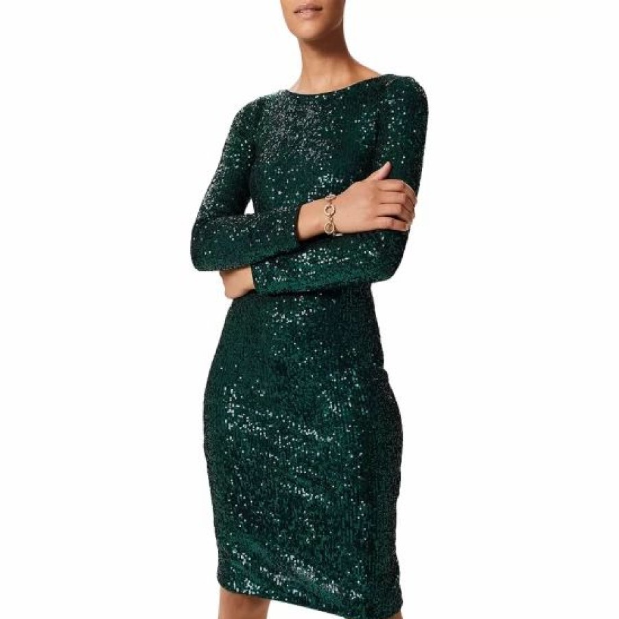 Dress * | Best Pirce Hobbs London Sawyer Sequined Dress Evergreen