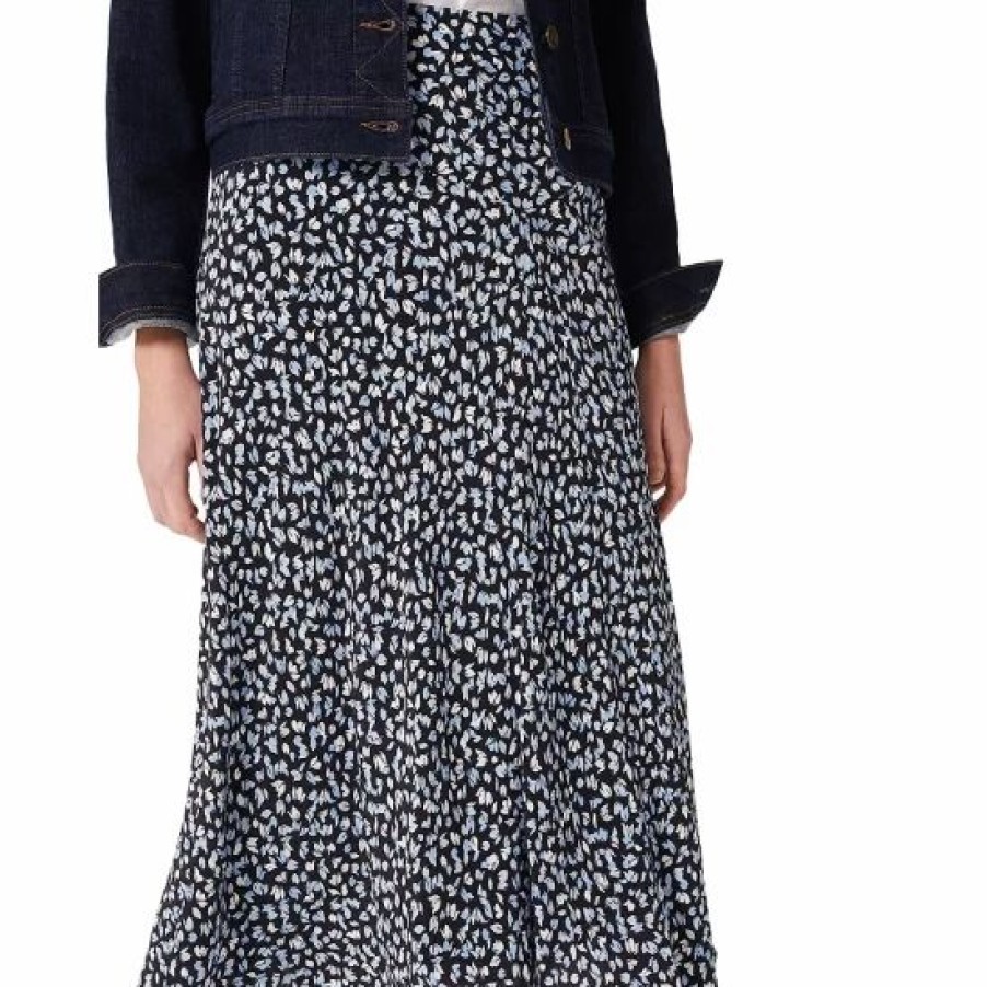 Skirt * | Outlet Hobbs London Angie Floral Print Midi Skirt Navy Multi