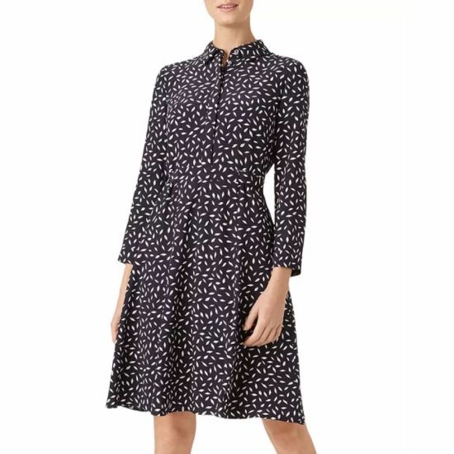 Dress * | Best Sale Hobbs London Emberly Printed Shirt Dress Navy Buttercream