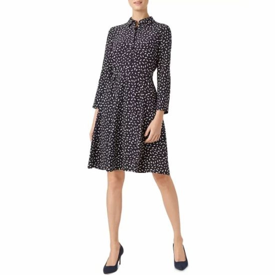 Dress * | Best Sale Hobbs London Emberly Printed Shirt Dress Navy Buttercream