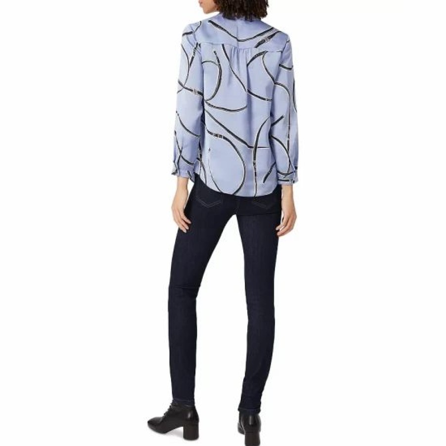 Top * | Coupon Hobbs London Andra Printed Blouse Steel Blue Marl