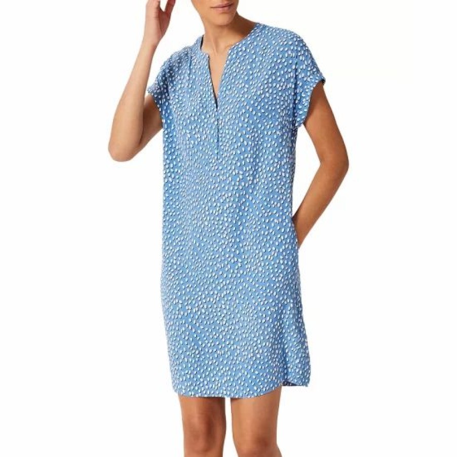 Dress * | Best Deal Hobbs London Cindy Printed Dress Azure Blue