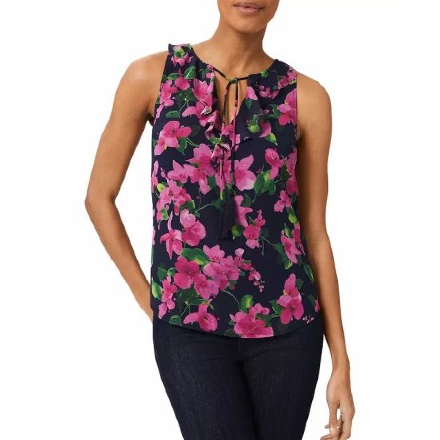 Top * | Wholesale Hobbs London Darcey Floral Print Top Navy Multi