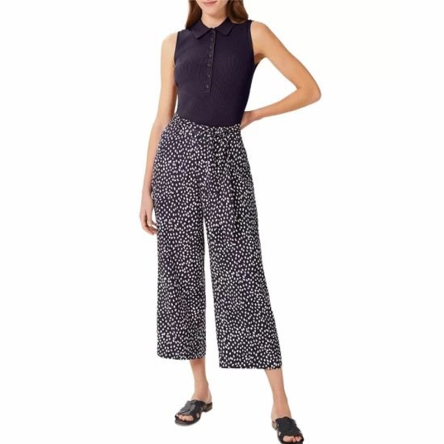 Pants * | Best Deal Hobbs London Astrid Printed Trousers Navy Ivory