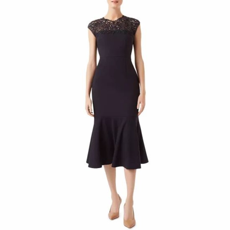 Dress * | Hot Sale Hobbs London Cecilia Trumpet Dress Navy