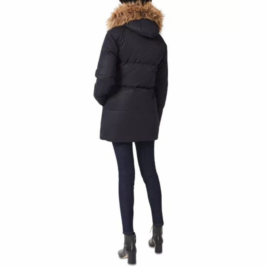 Coat * | Best Deal Hobbs London Lexie Faux Fur Trim Hooded Puffer Coat Navy