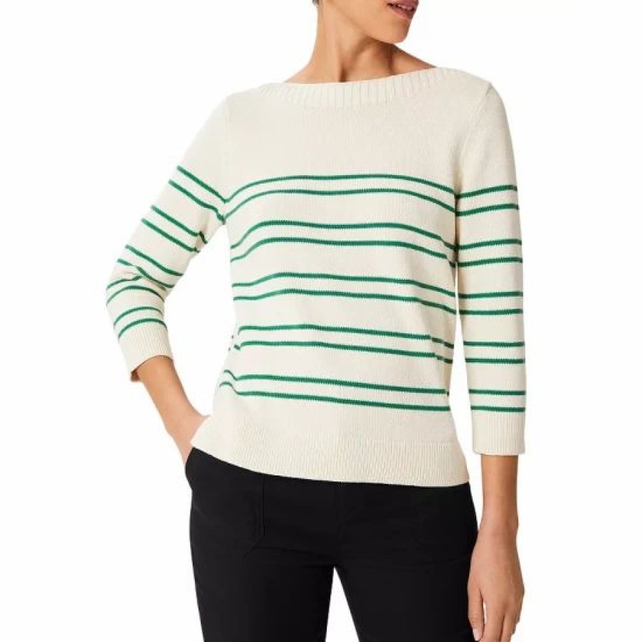 Sweater * | Coupon Hobbs London June Striped Sweater Ivory Green