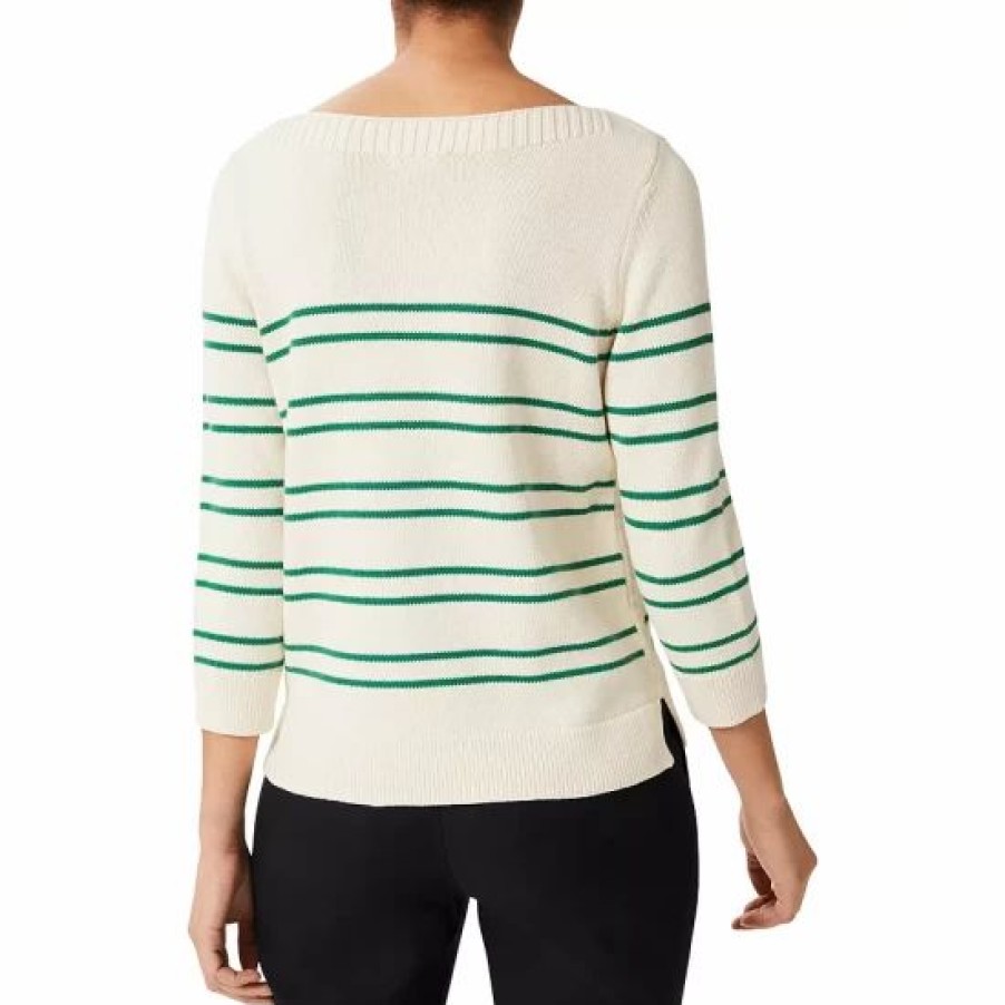 Sweater * | Coupon Hobbs London June Striped Sweater Ivory Green