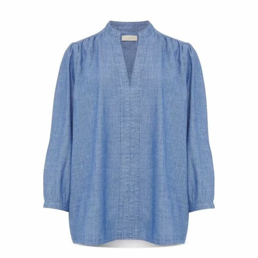 Top * | Best Deal Hobbs London Sofia Chambray Blouse Blue