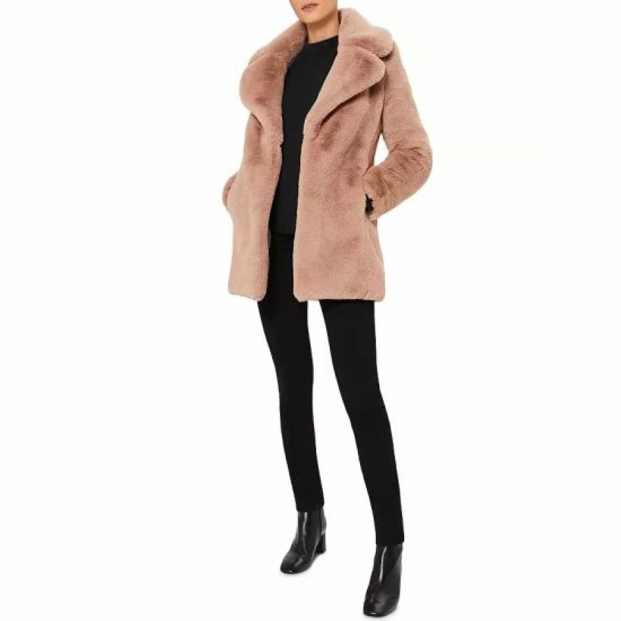 Coat * | Best Deal Hobbs London Bethany Faux Fur Coat Neutral