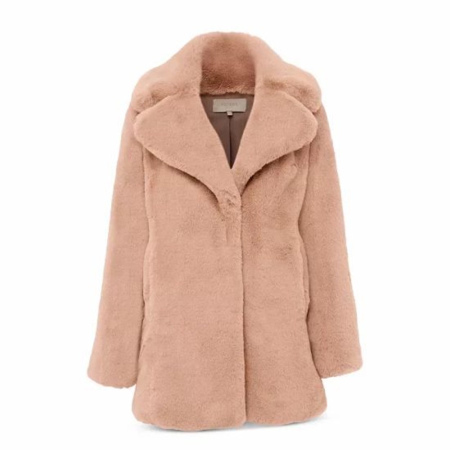 Coat * | Best Deal Hobbs London Bethany Faux Fur Coat Neutral