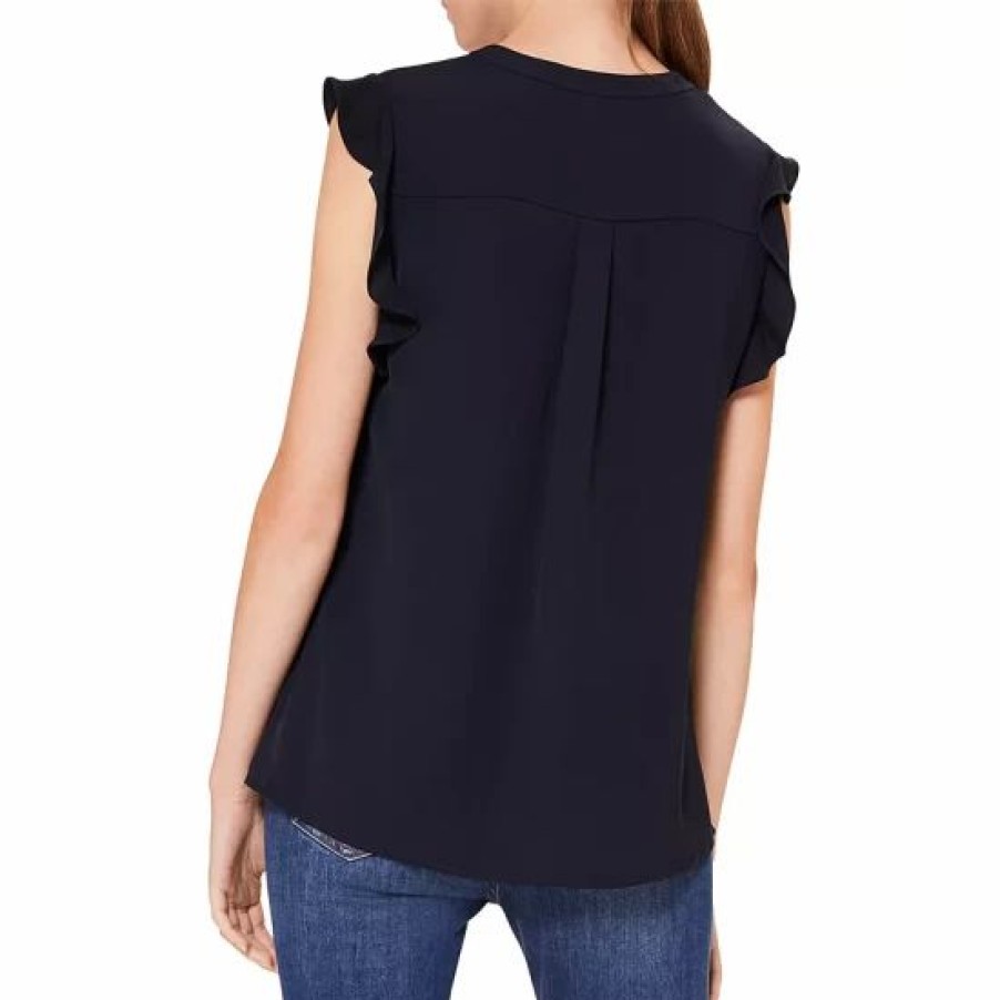 Top * | Cheap Hobbs London Laura Flutter Trim Blouse Navy