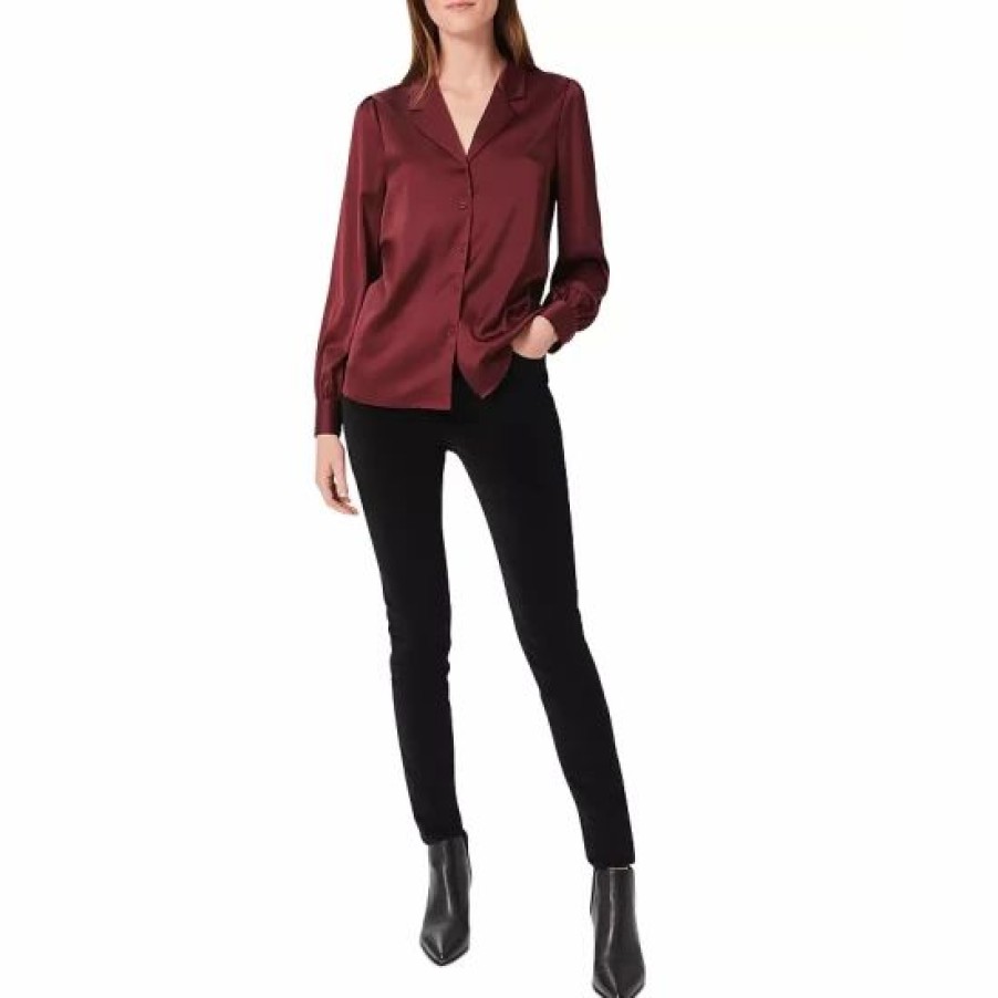 Top * | Top 10 Hobbs London Mirabel Satin Shirt Mulberry Red