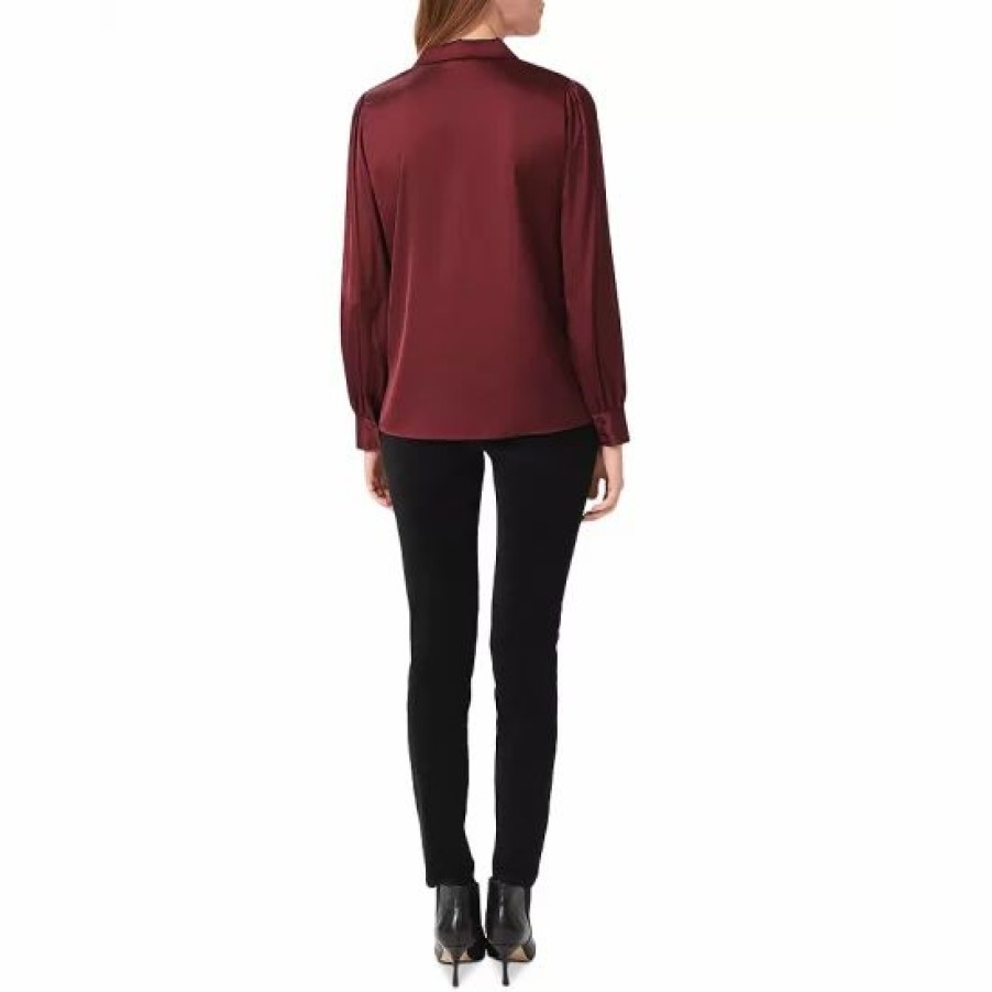 Top * | Top 10 Hobbs London Mirabel Satin Shirt Mulberry Red