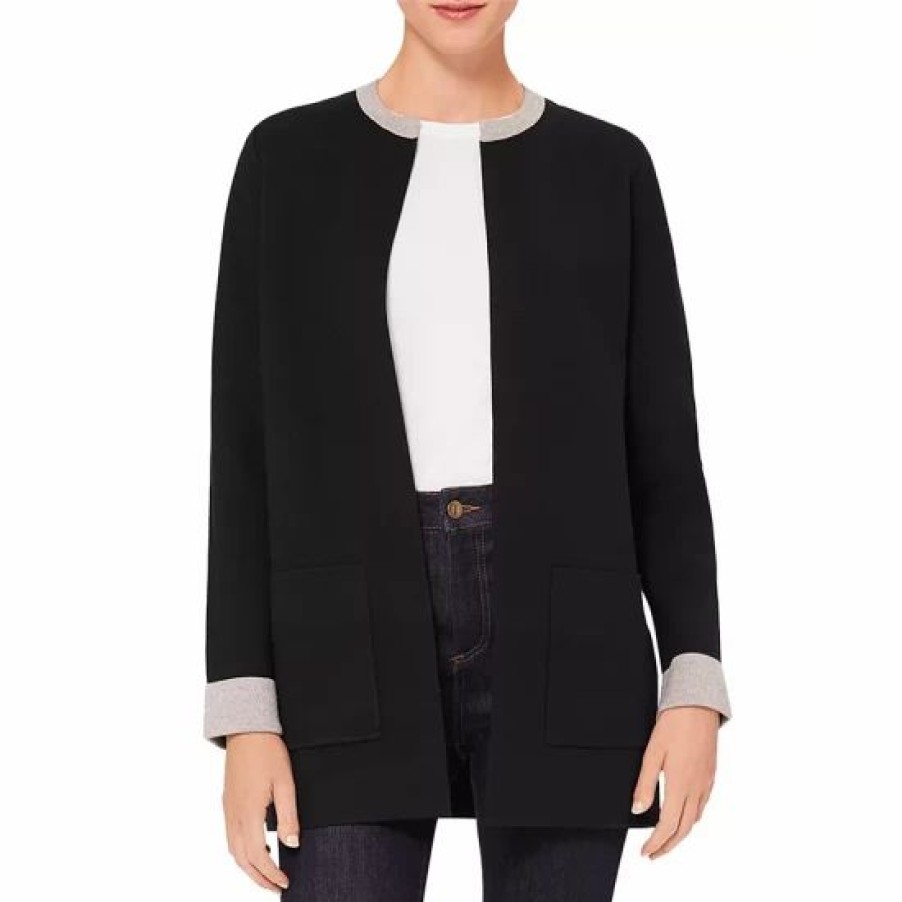 Sweater * | Best Sale Hobbs London Connie Open-Front Cardigan Navy/Gray