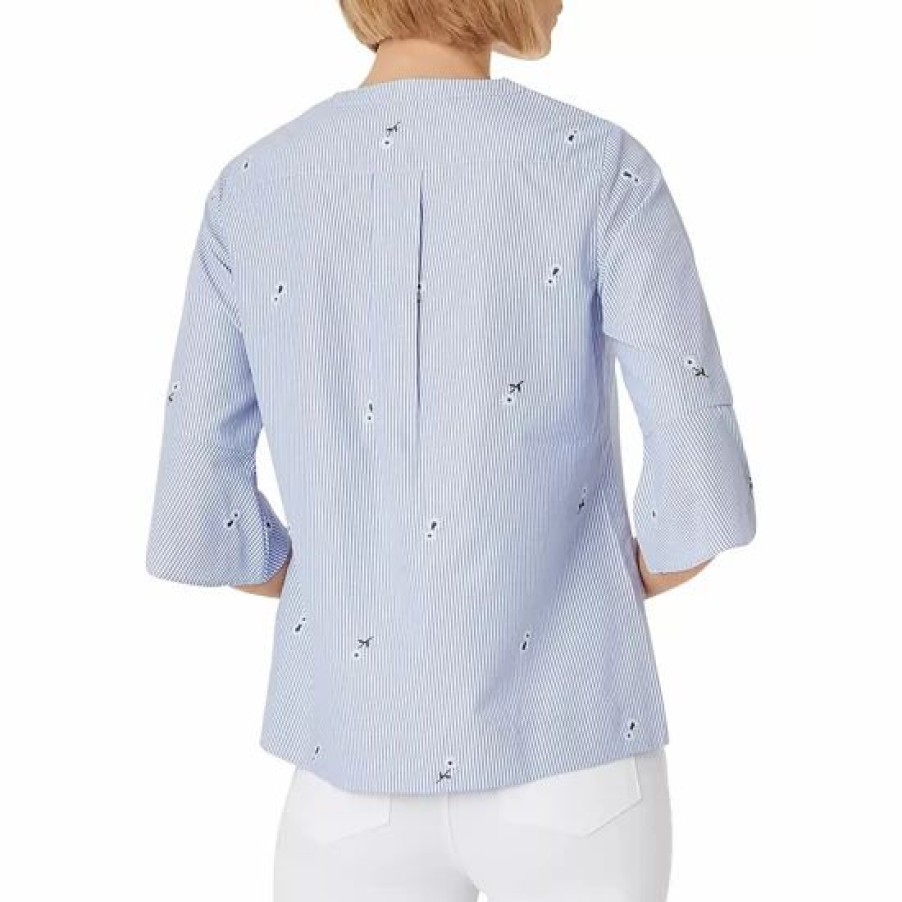 Top * | Best Deal Hobbs London Acacia Floral Embroidered Top Blue/White