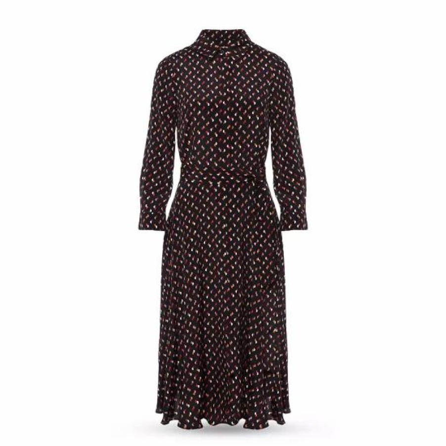 Dress * | Best Deal Hobbs London Alex Midi Dress Black Multi