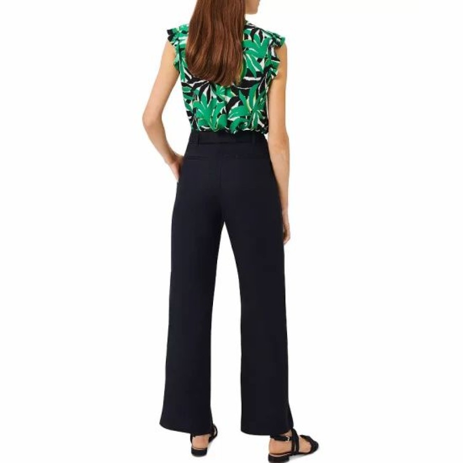 Pants * | Cheapest Hobbs London Jacqui Wide Leg Linen Trousers Navy