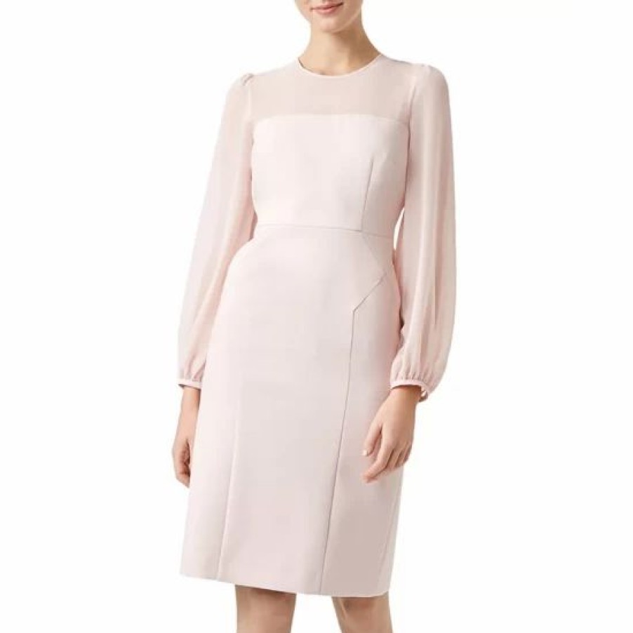 Dress * | Top 10 Hobbs London Mila Blouson-Sleeve Sheath Dress Pale Pink