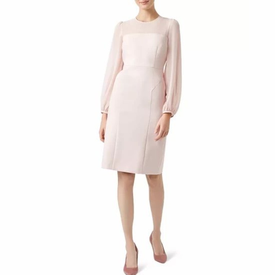 Dress * | Top 10 Hobbs London Mila Blouson-Sleeve Sheath Dress Pale Pink