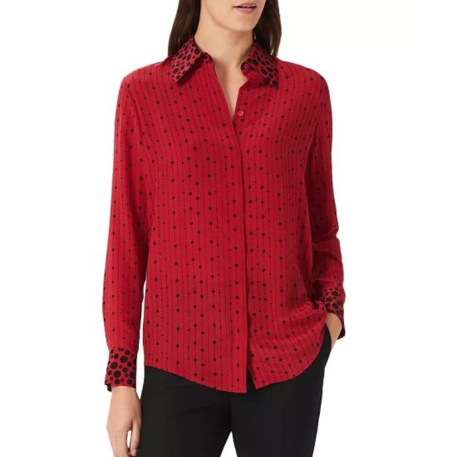 Top * | Best Sale Hobbs London Silk Eva Printed Shirt Red Black