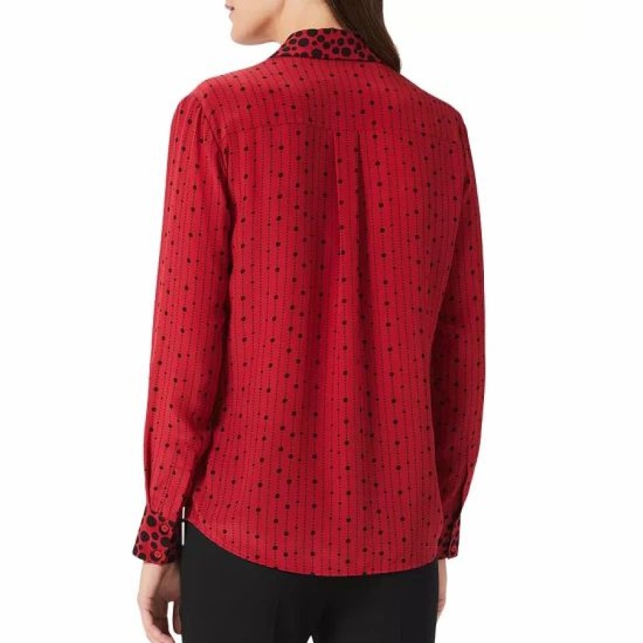 Top * | Best Sale Hobbs London Silk Eva Printed Shirt Red Black