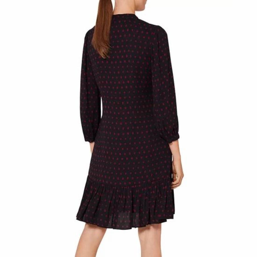 Dress * | Wholesale Hobbs London Erin Square Print Dress Navy/Merlot