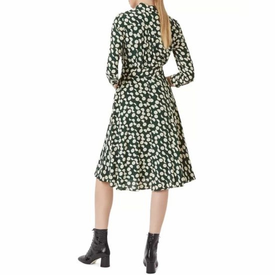 Dress * | Wholesale Hobbs London Alex Dot Print Fit & Flare Dress Green Stone