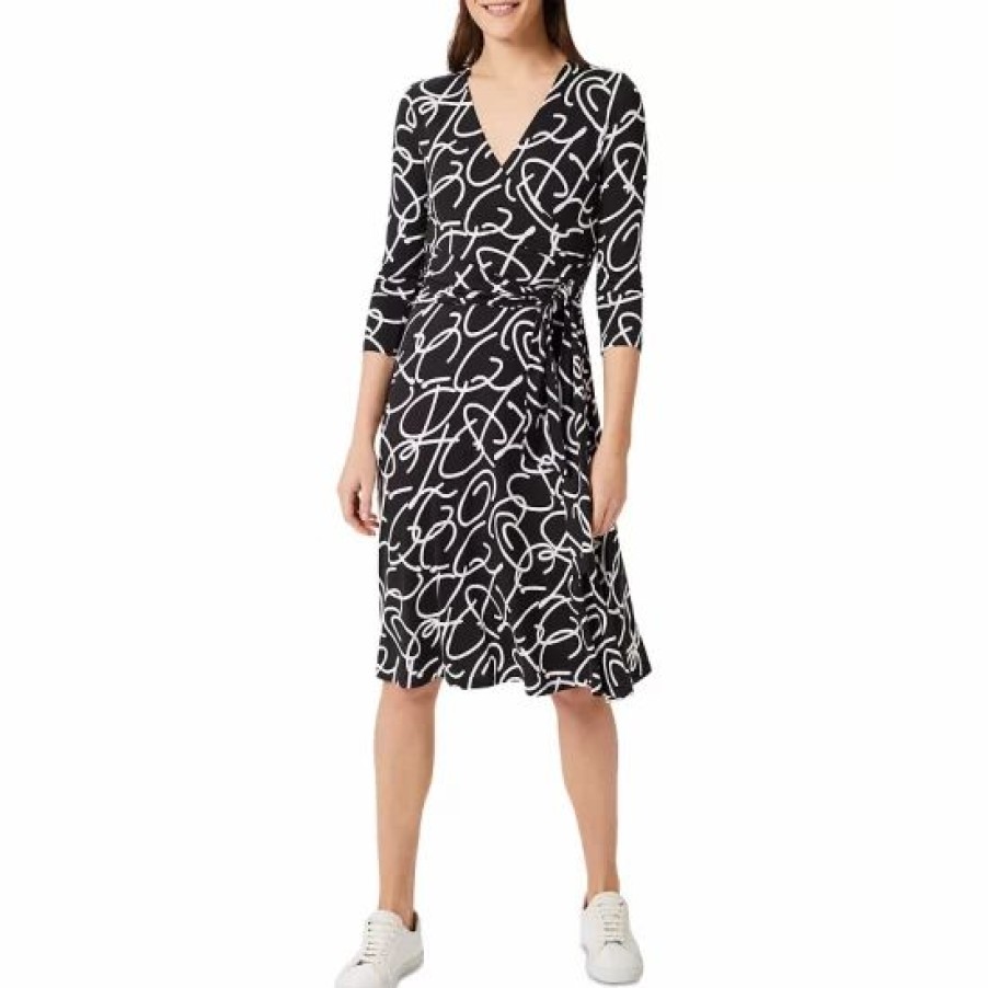 Dress * | Best Deal Hobbs London Dina Jersey Wrap Dress Navy Ivory