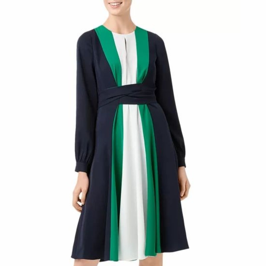 Dress * | Deals Hobbs London Lyla Color-Block Tie-Waist Dress Navy Multi